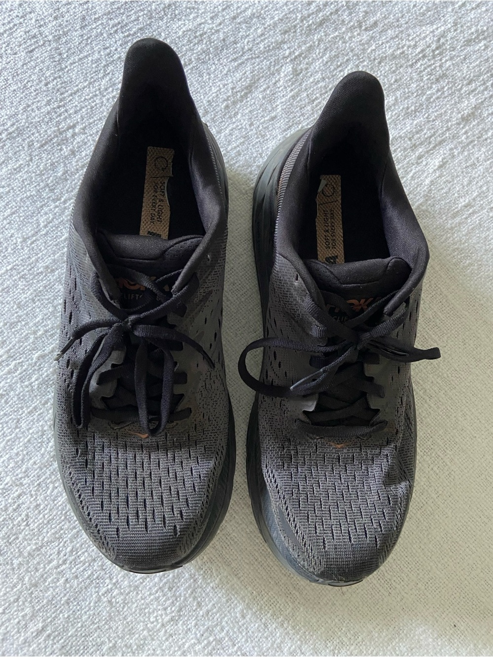 Hoka Clifton 8 Black and Grey Sneakers with Copper Accent Size 9B - Picture 3 of 8